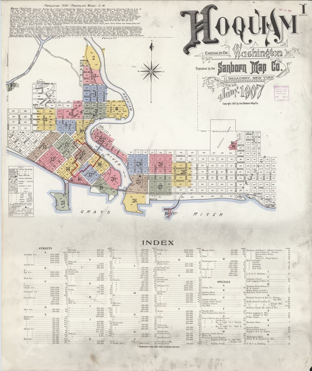 Hoquiam, Washington - 1907 Sanborn Map