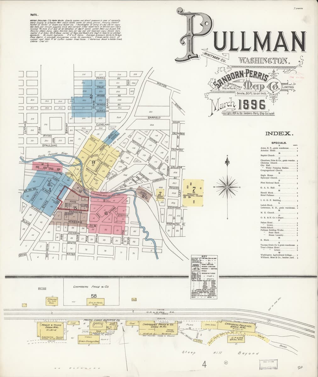 Pullman, Washington - 1896 Sanborn Map