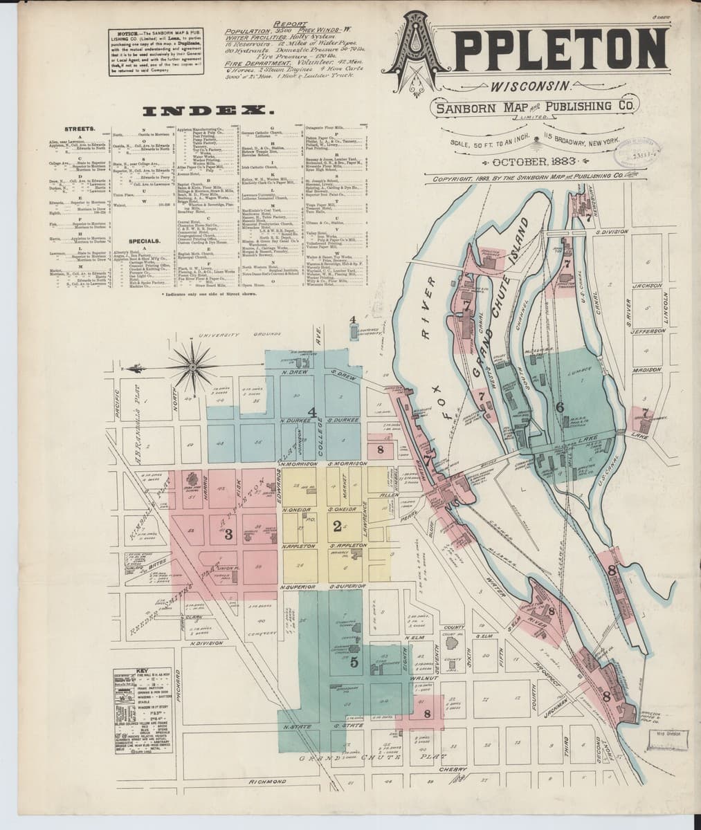 Appleton, Wisconsin - 1883 Sanborn Map