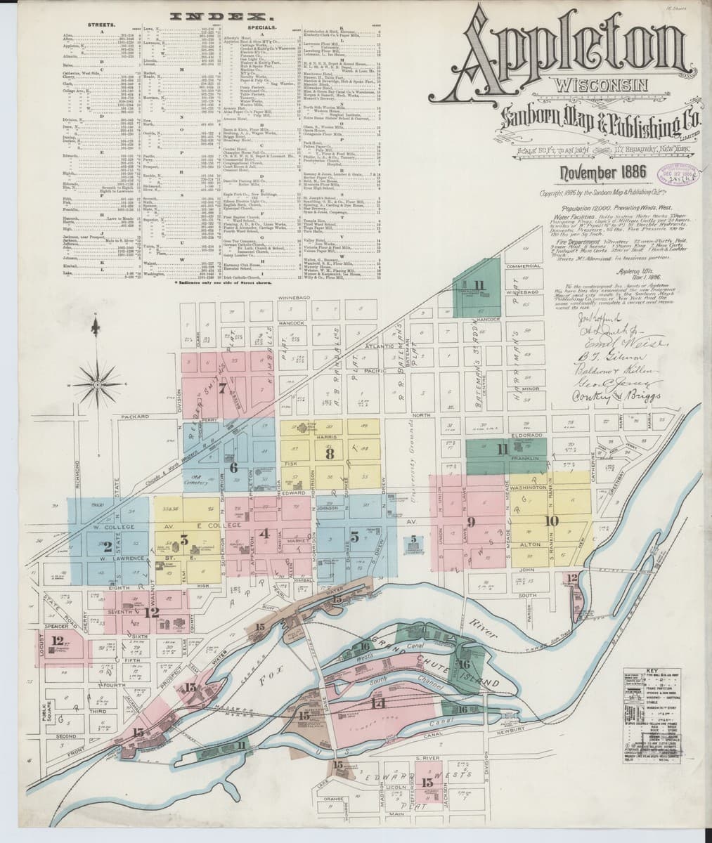 Appleton, Wisconsin - 1886 Sanborn Map
