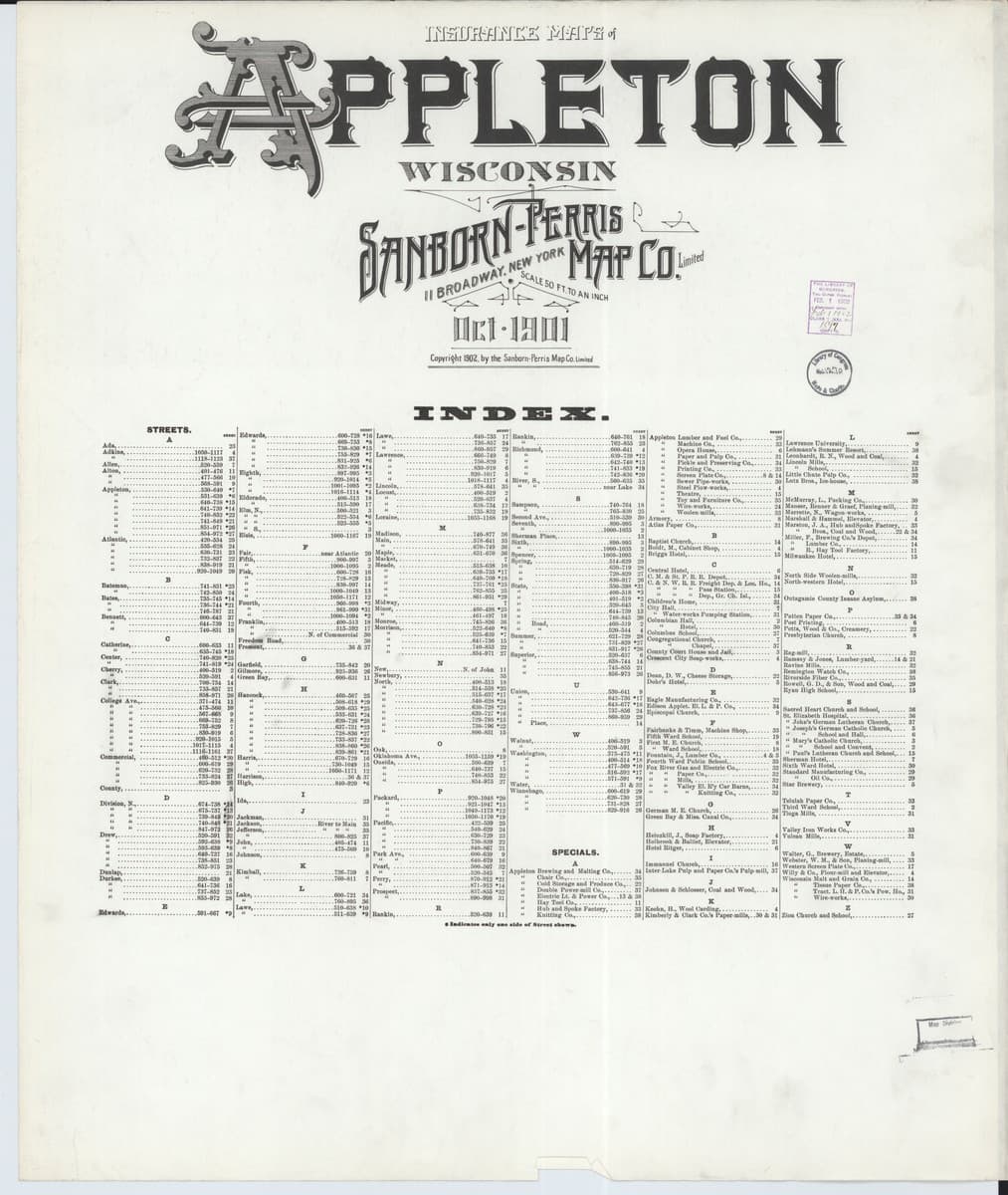 Appleton, Wisconsin - 1901 Sanborn Map