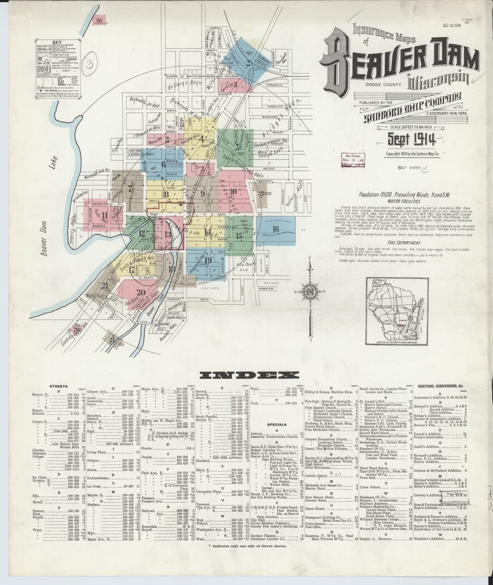 Beaver Dam, Wisconsin - 1914 Sanborn Map