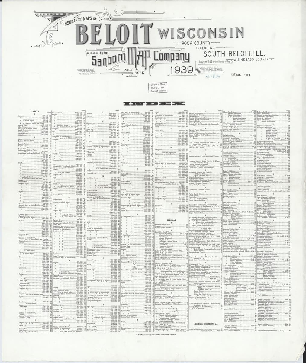Beloit, Wisconsin - 1939 Sanborn Map