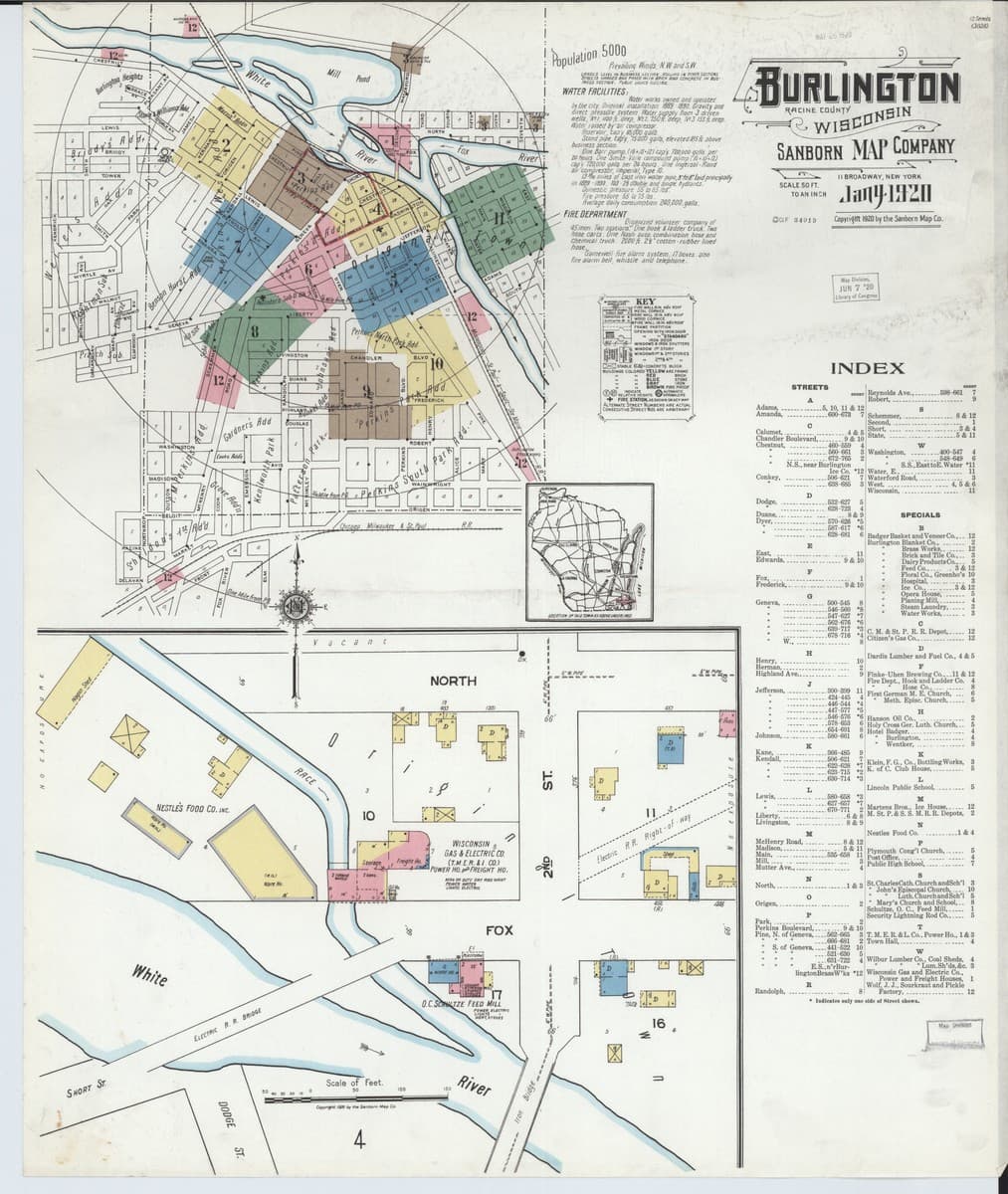 Burlington, Wisconsin - 1920 Sanborn Map