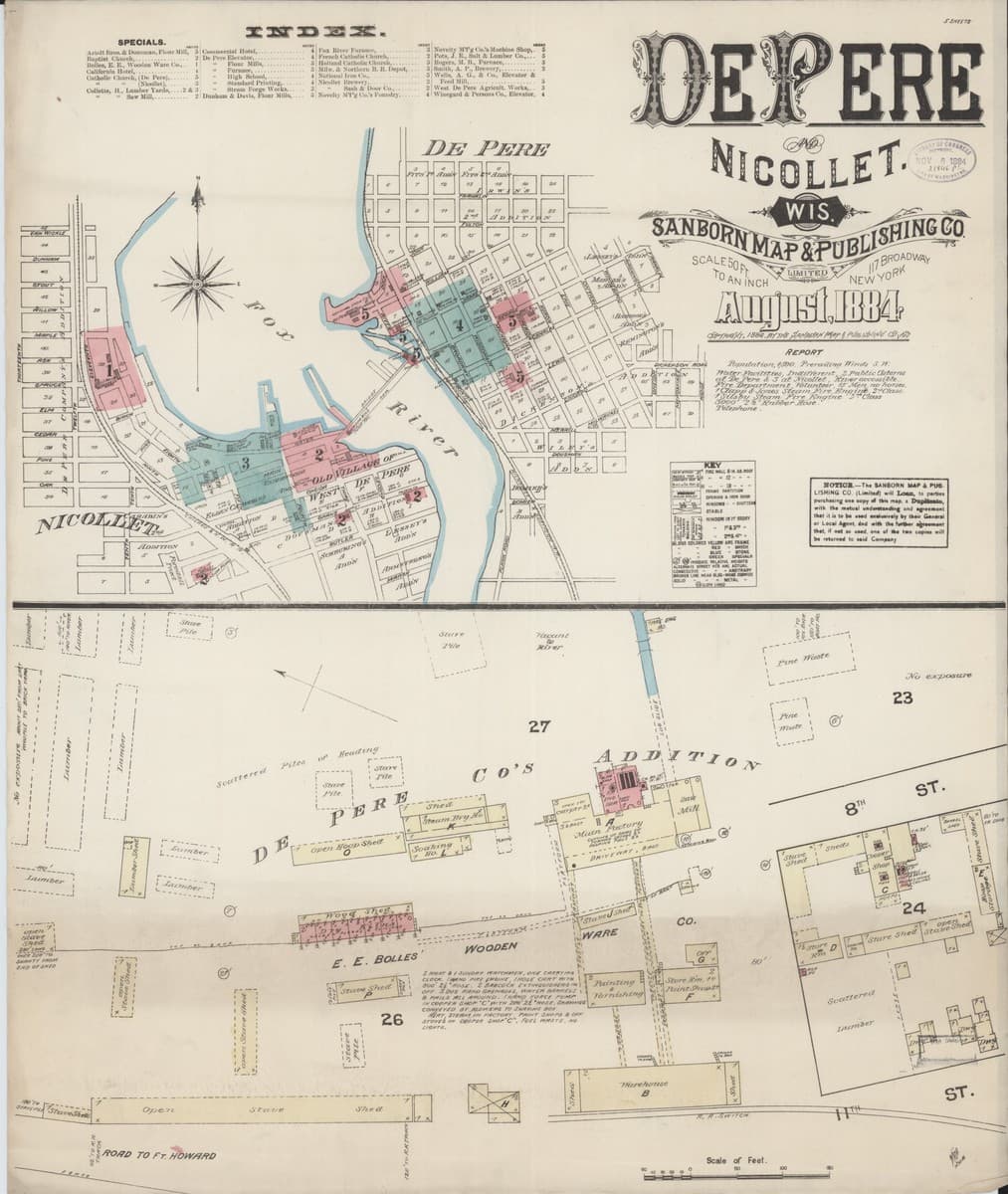 De Pere, Wisconsin - 1884 Sanborn Map