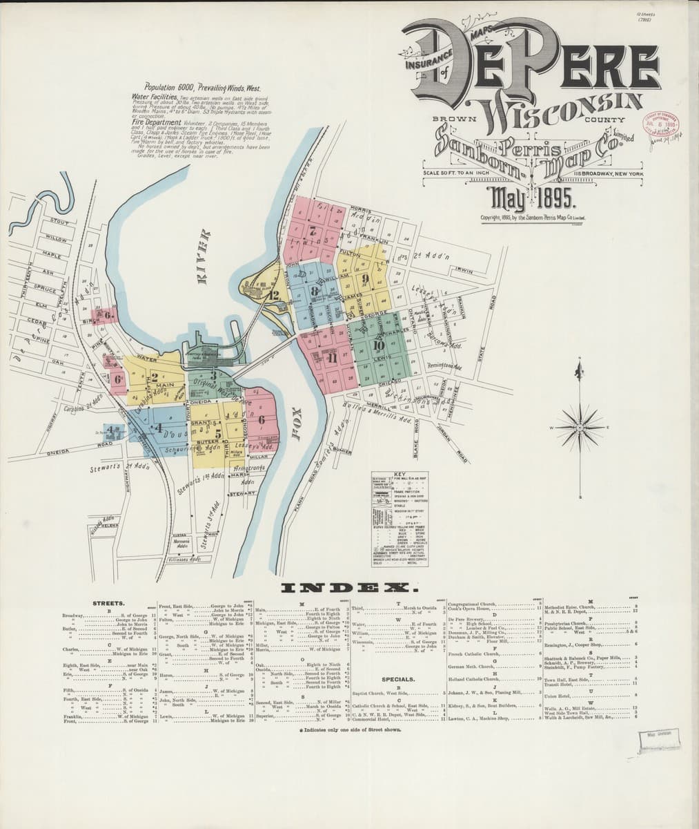 De Pere, Wisconsin - 1895 Sanborn Map