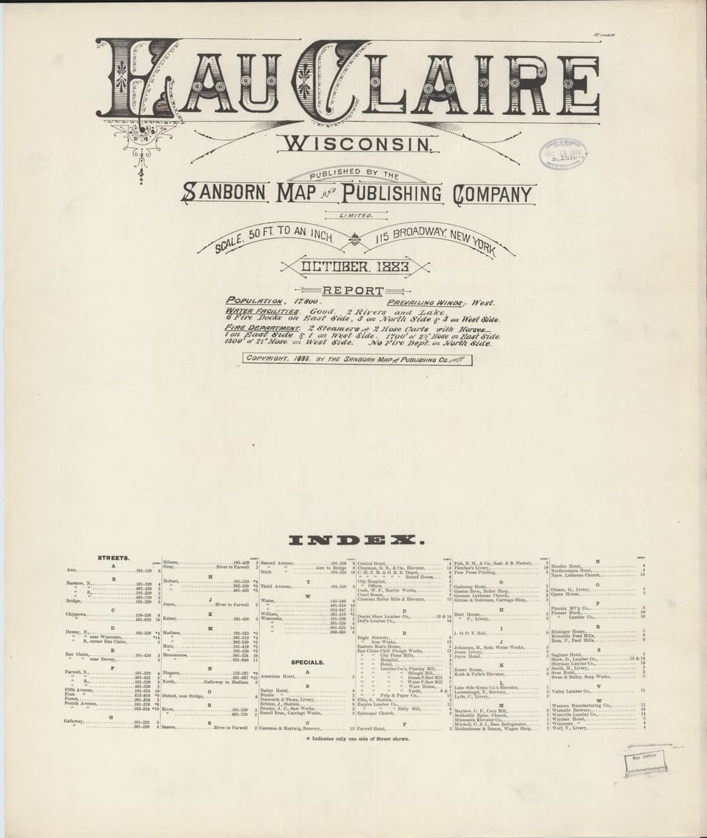 Eau Claire, Wisconsin - 1883 Sanborn Map