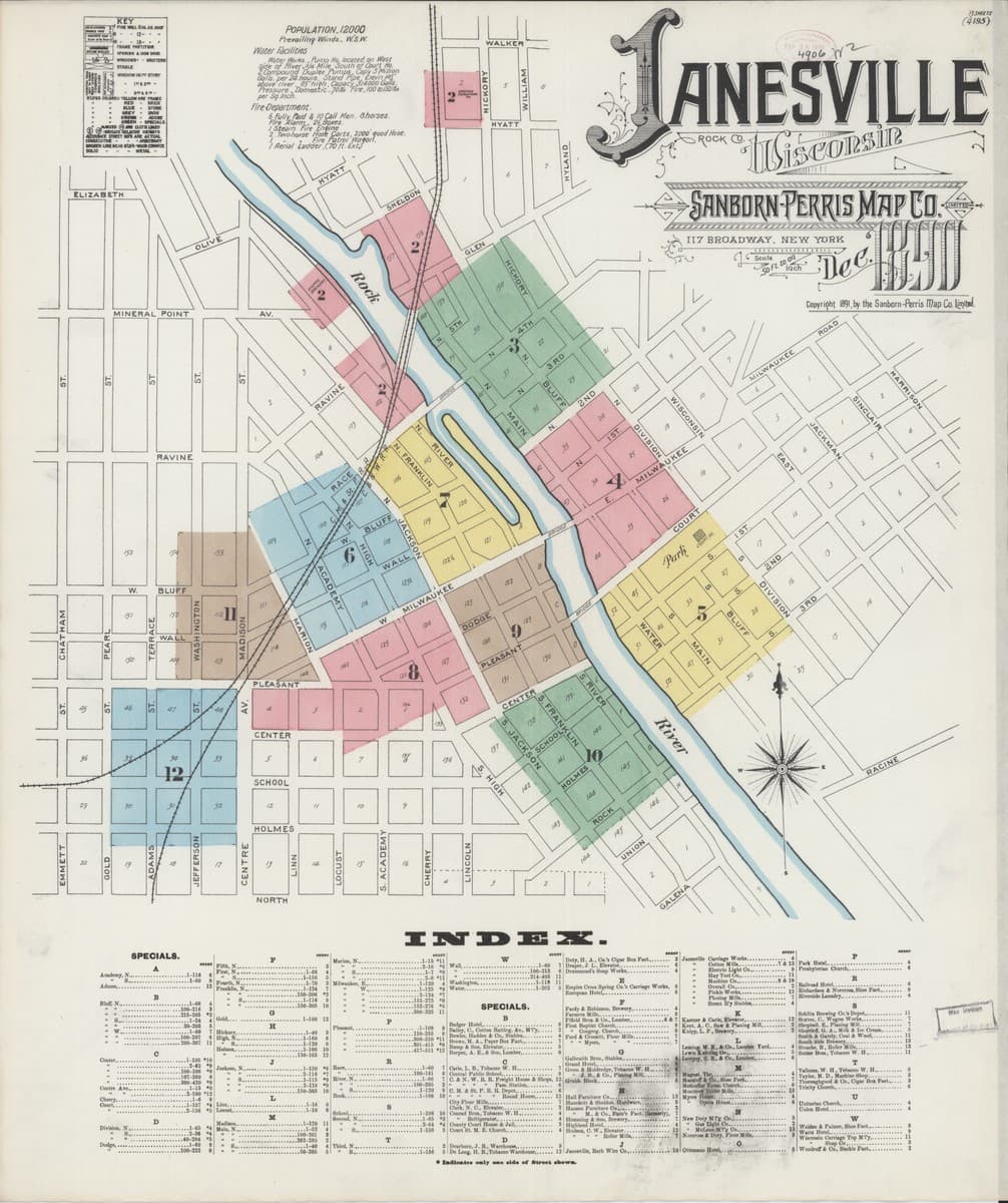 Janesville, Wisconsin - 1890 Sanborn Map