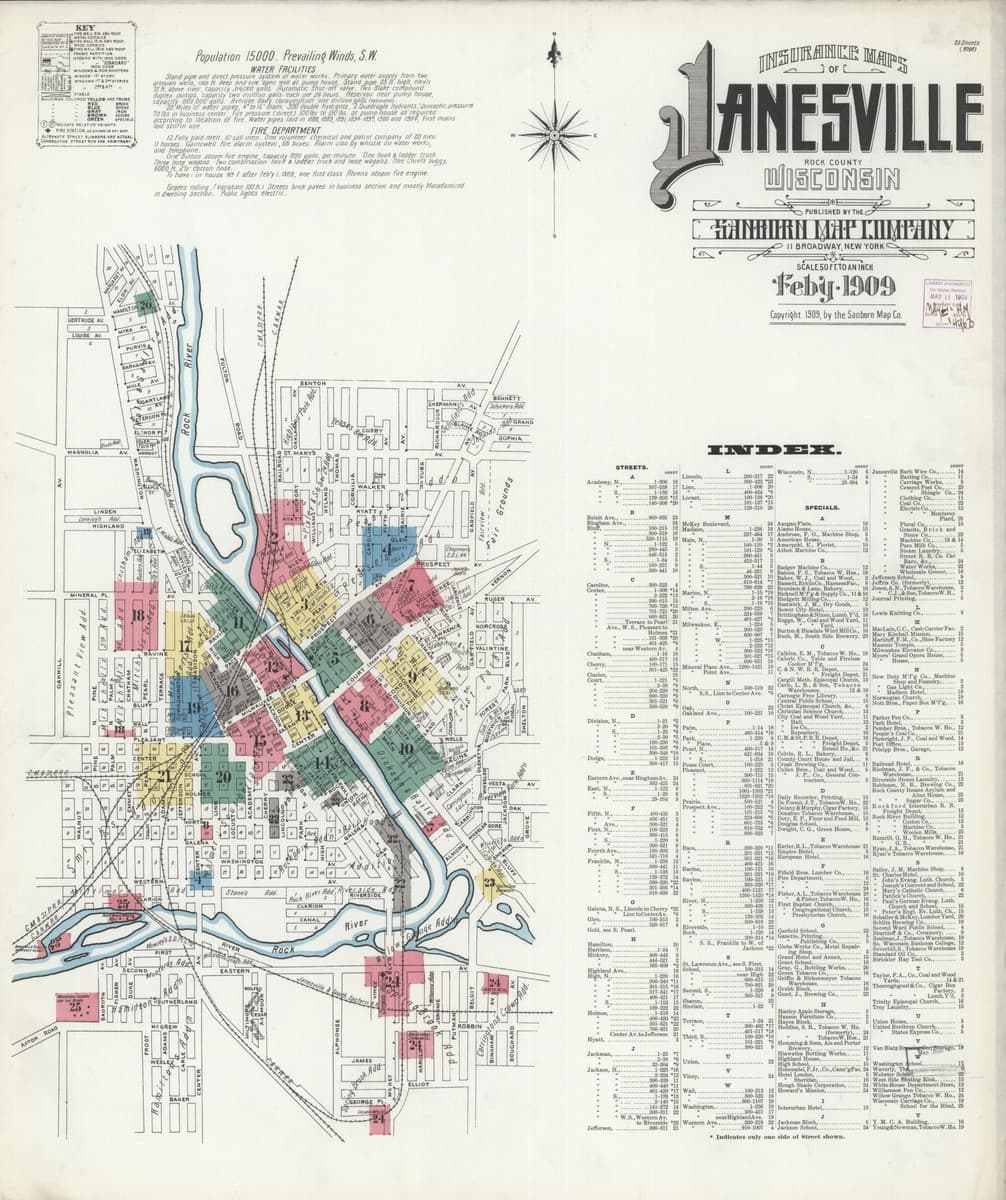 Janesville, Wisconsin - 1909 Sanborn Map