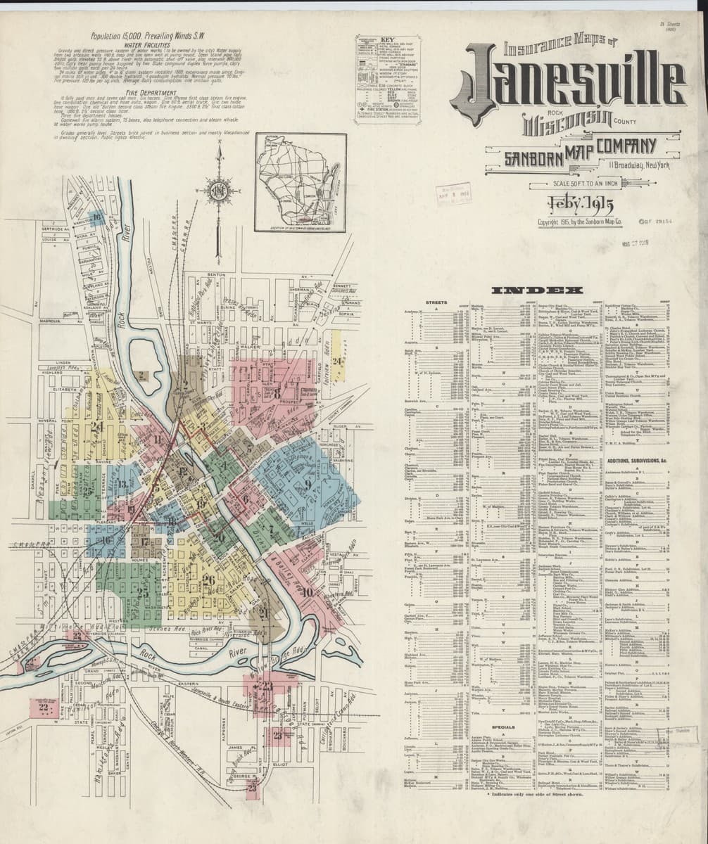 Janesville, Wisconsin - 1915 Sanborn Map