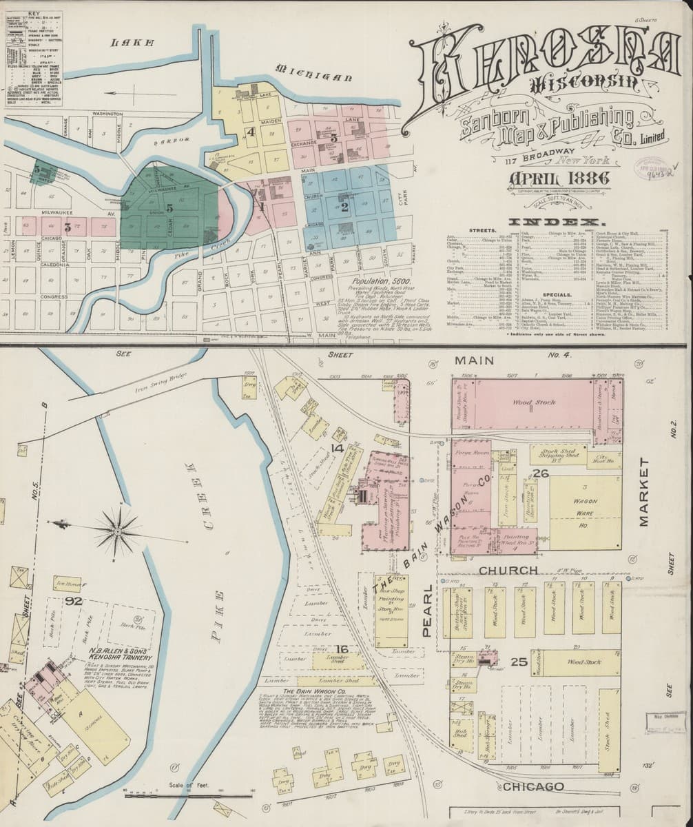 Kenosha, Wisconsin - 1886 Sanborn Map
