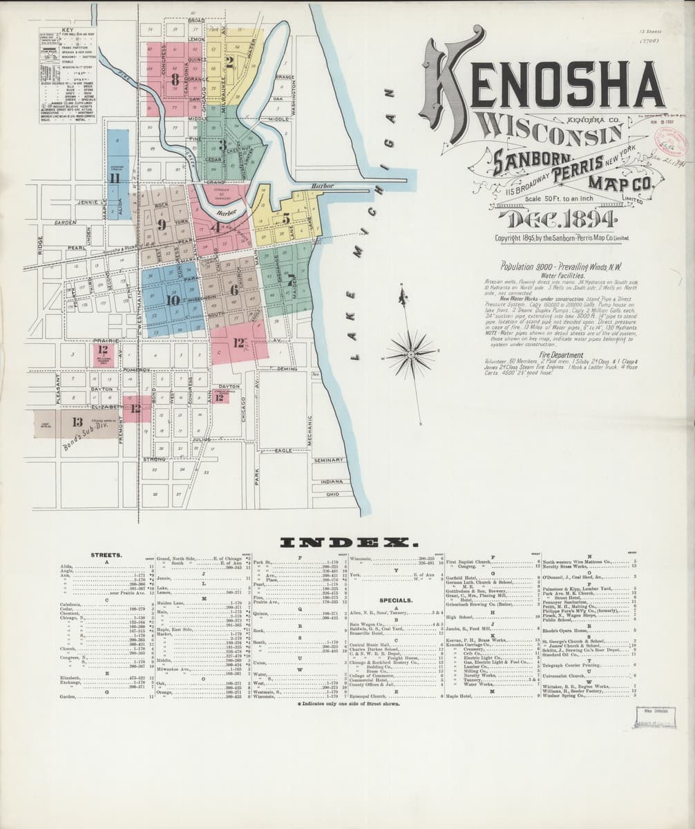 Kenosha, Wisconsin - 1894 Sanborn Map