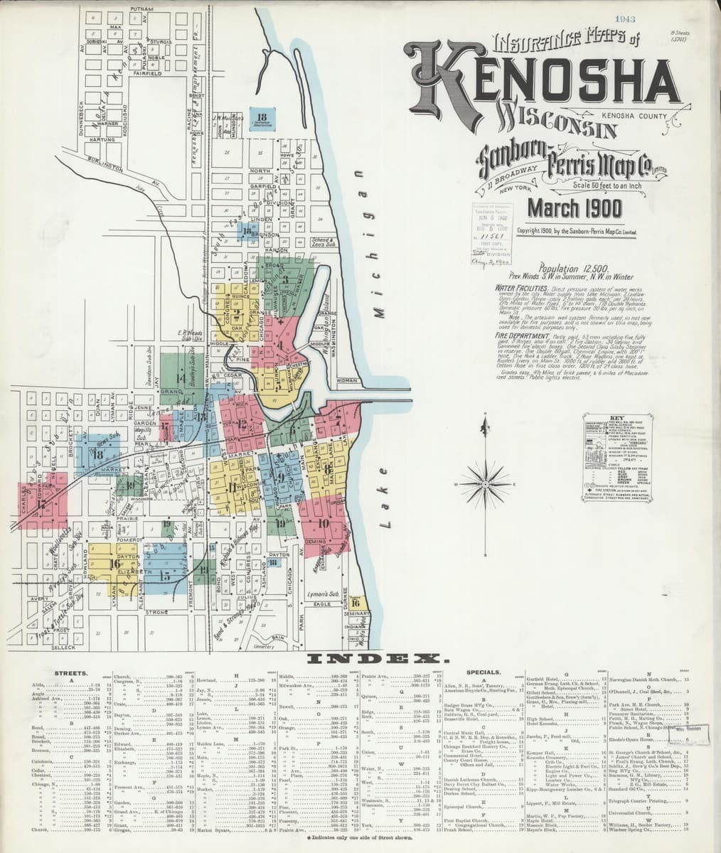 Kenosha, Wisconsin - 1900 Sanborn Map