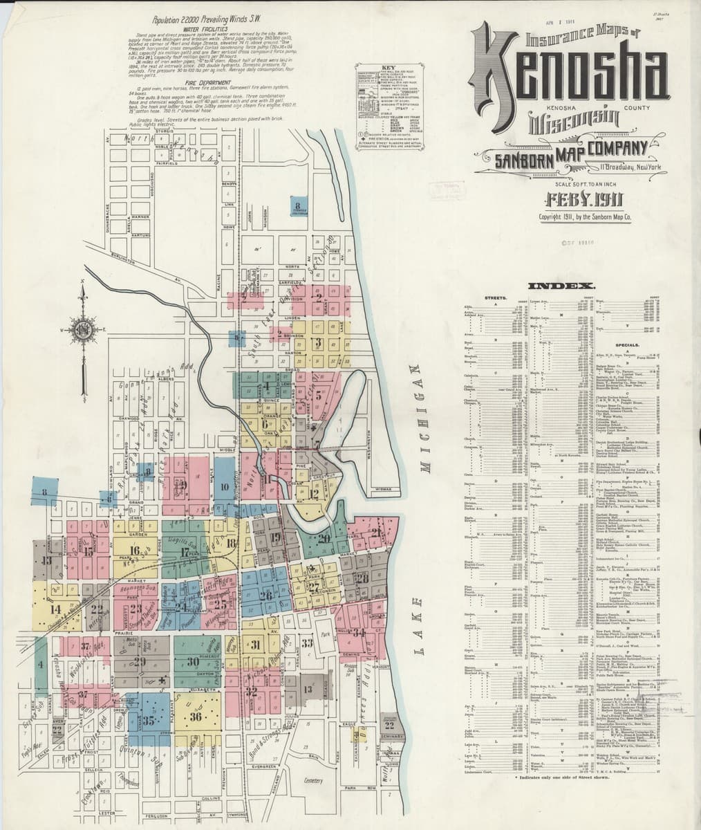 Kenosha, Wisconsin - 1911 Sanborn Map