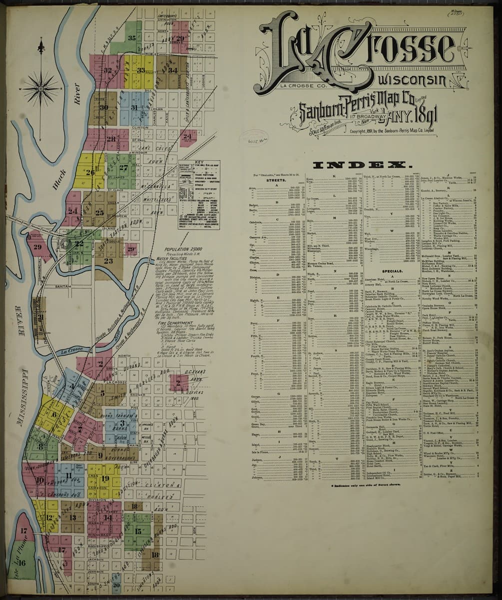 La Crosse, Wisconsin - 1891 Sanborn Map