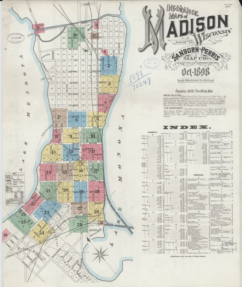Madison, Wisconsin - 1898 Sanborn Map