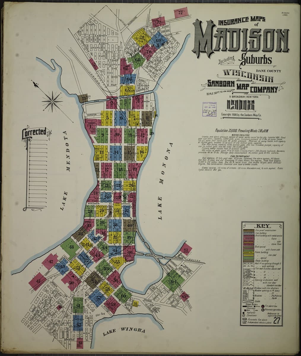 Madison, Wisconsin - 1908 Sanborn Map