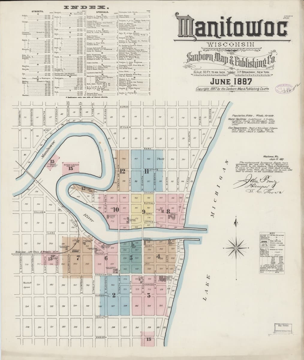 Manitowoc, Wisconsin - 1887 Sanborn Map