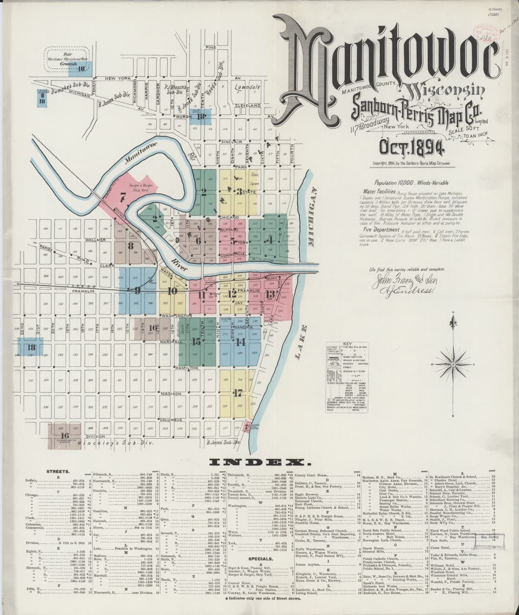 Manitowoc, Wisconsin - 1894 Sanborn Map