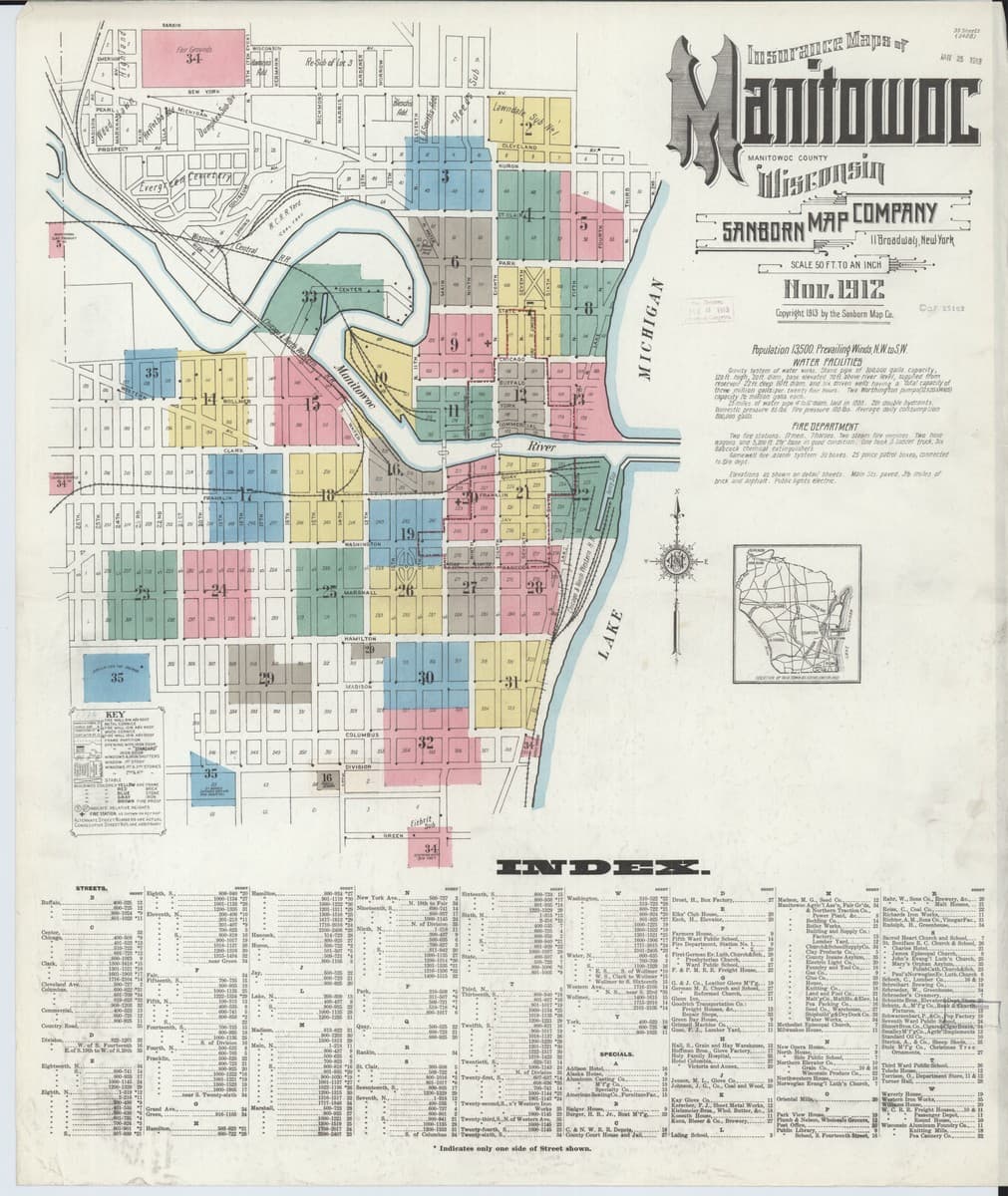 Manitowoc, Wisconsin - 1912 Sanborn Map