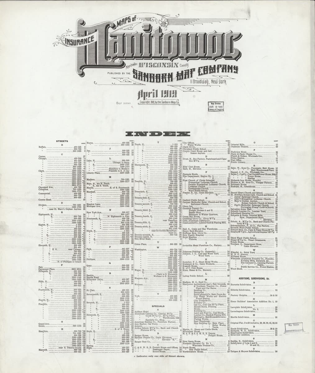 Manitowoc, Wisconsin - 1919 Sanborn Map