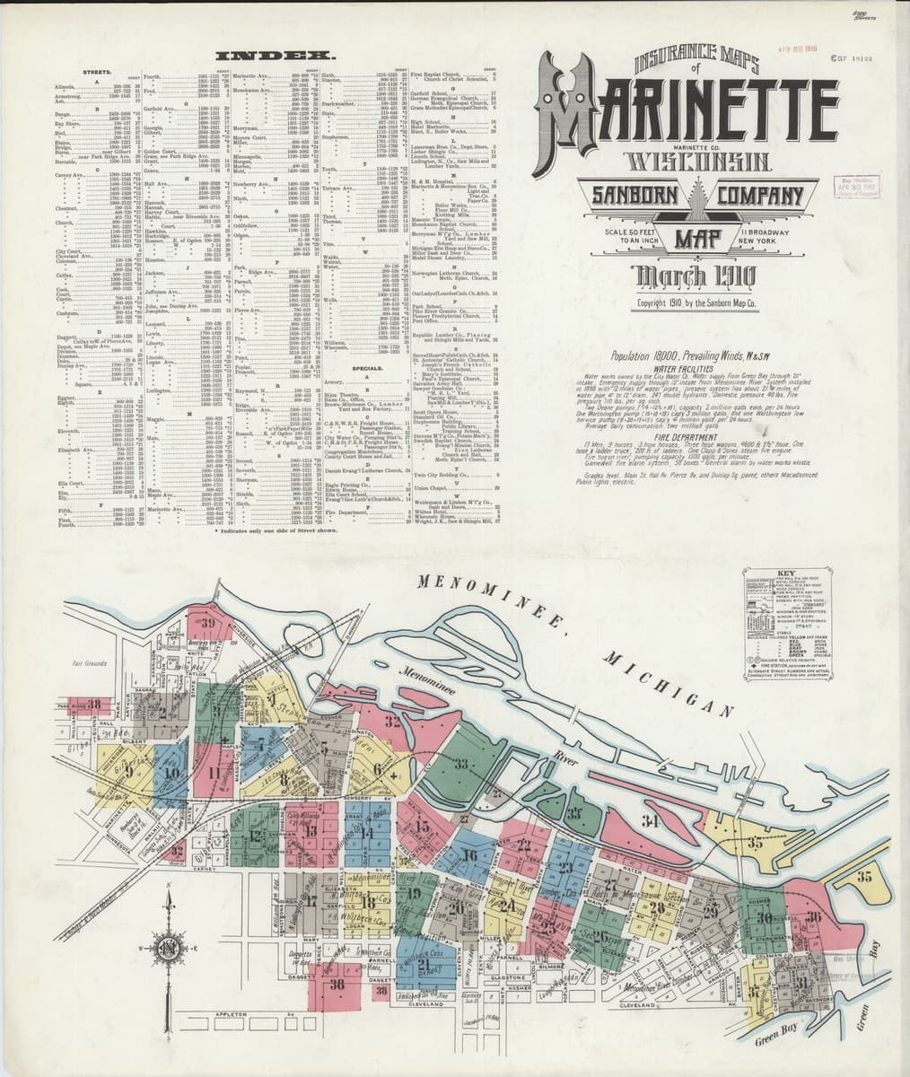 Marinette, Wisconsin - 1910 Sanborn Map