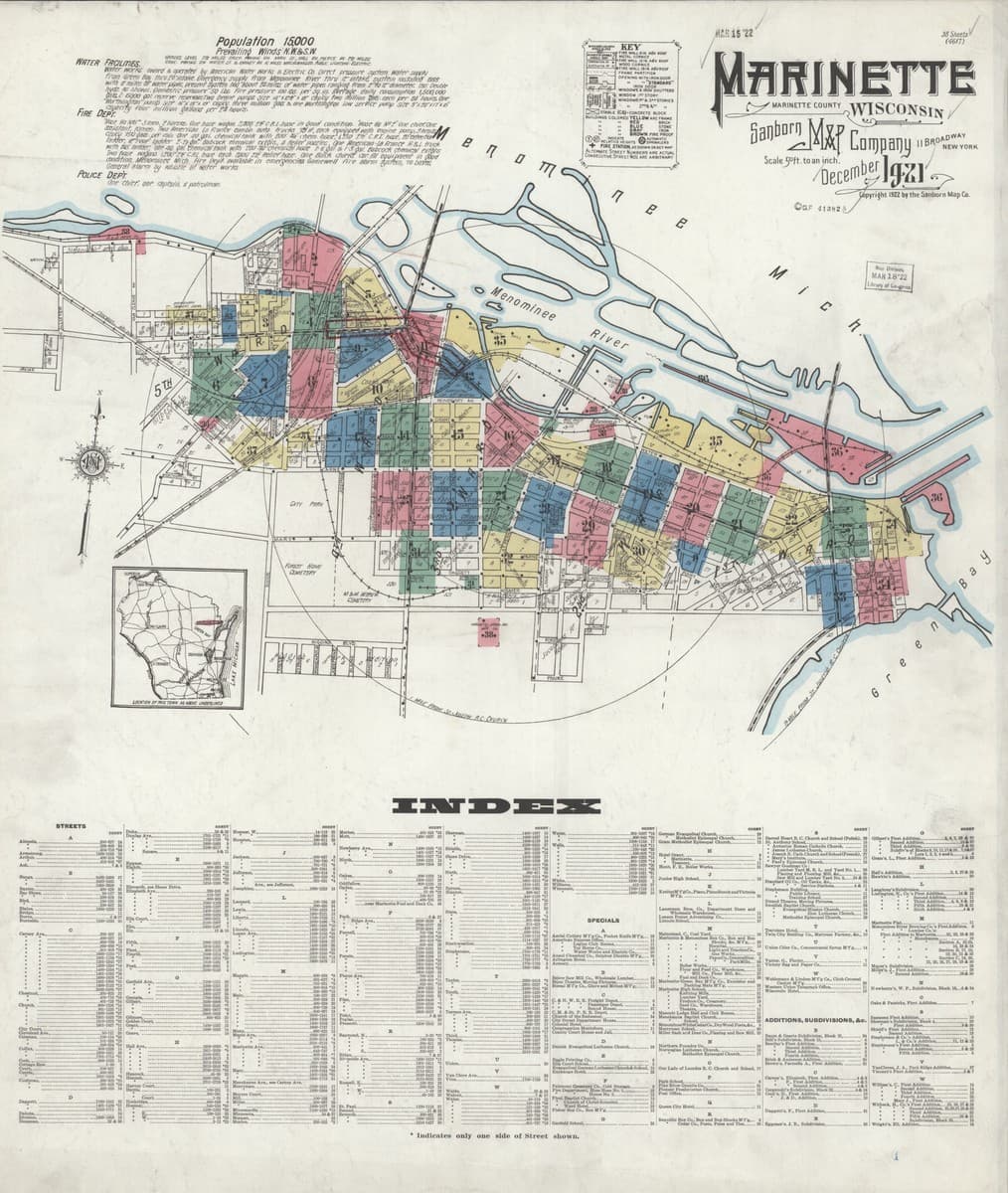 Marinette, Wisconsin - 1921 Sanborn Map