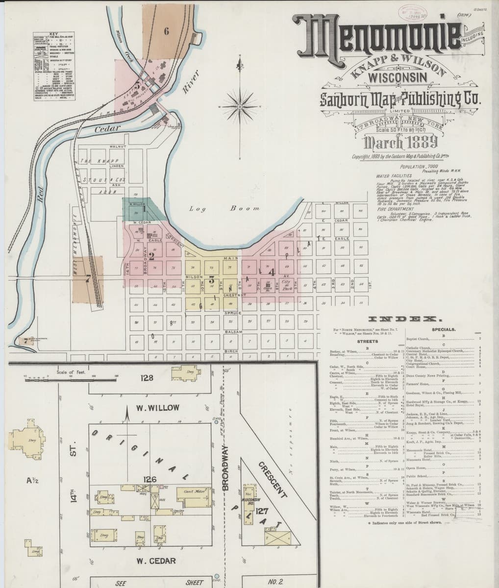Menomonie, Wisconsin - 1889 Sanborn Map
