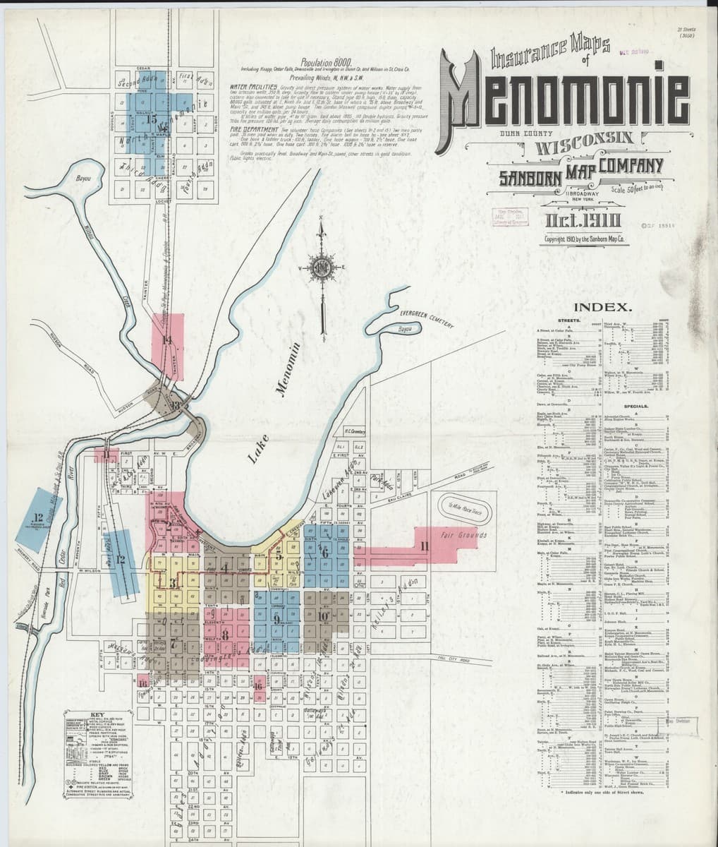 Menomonie, Wisconsin - 1910 Sanborn Map