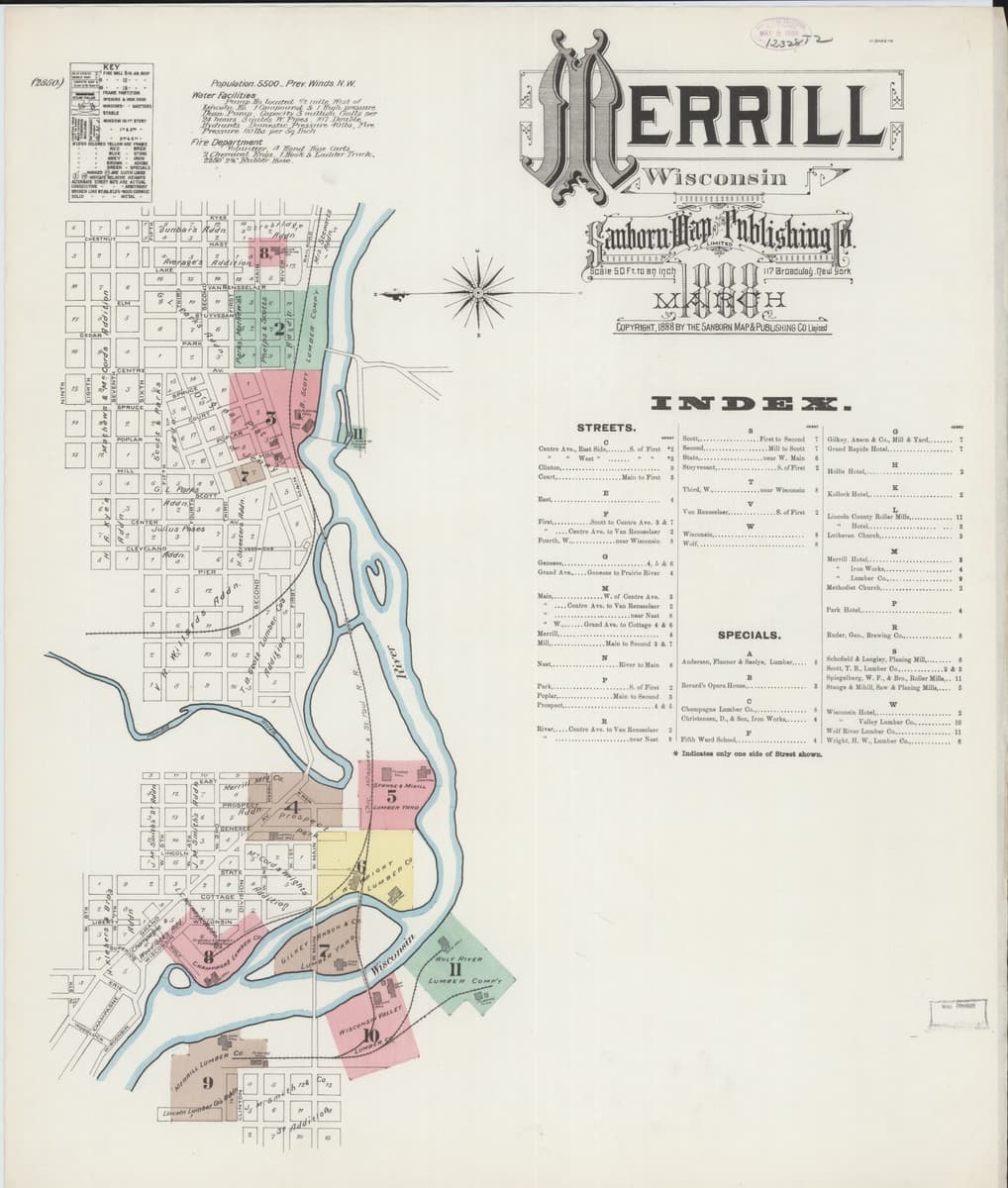 Merrill, Wisconsin - 1888 Sanborn Map