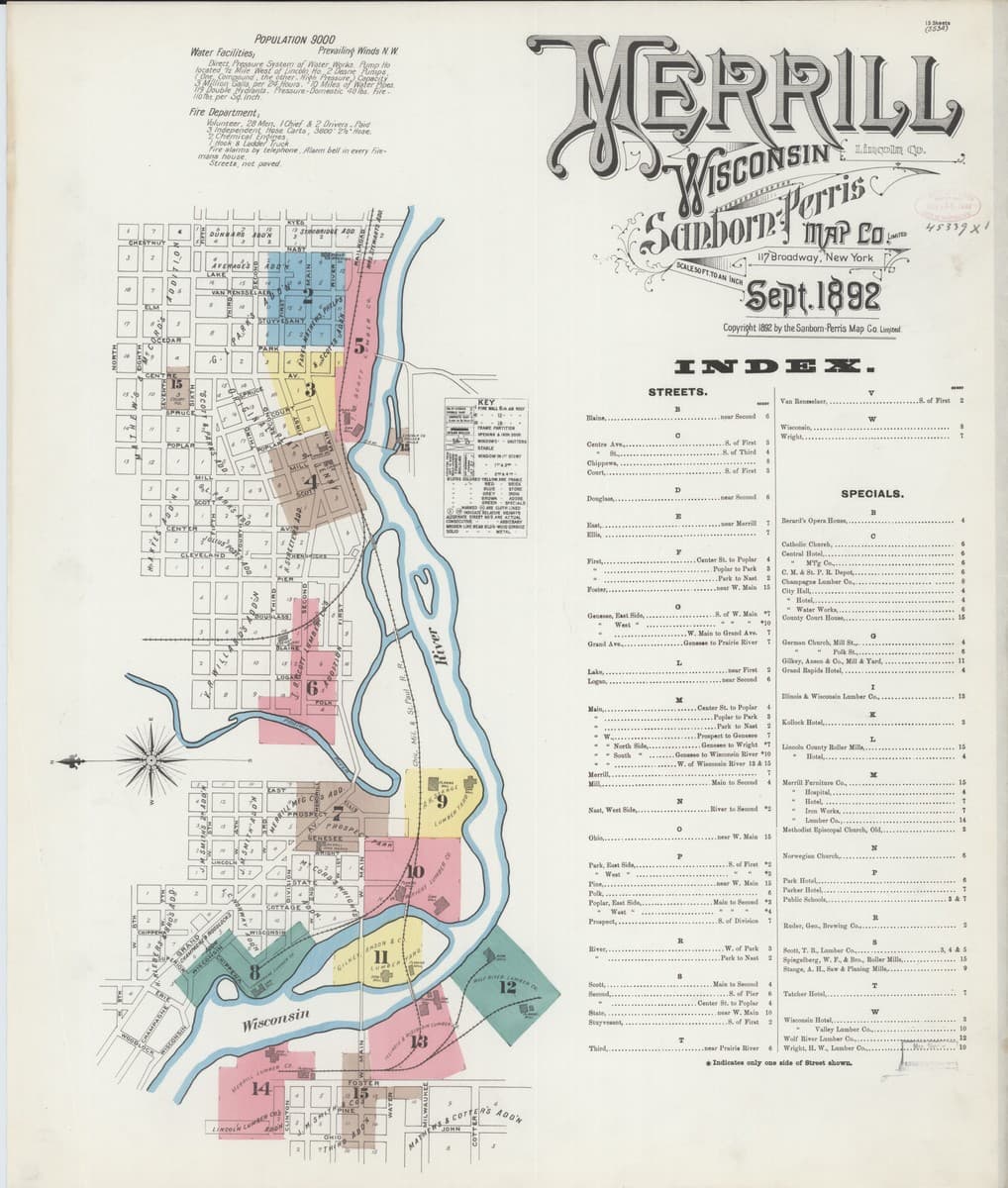 Merrill, Wisconsin - 1892 Sanborn Map