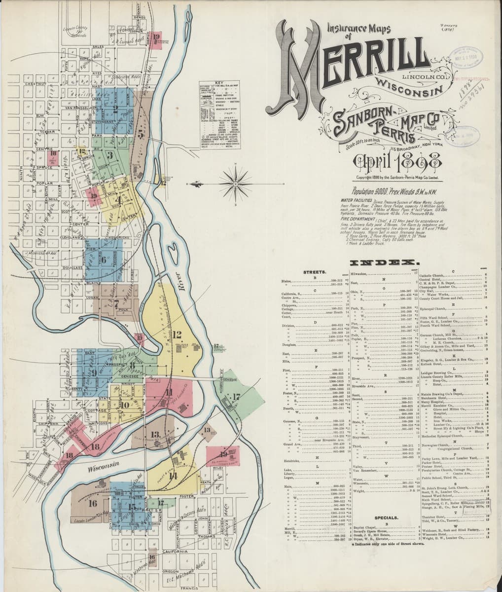 Merrill, Wisconsin - 1898 Sanborn Map