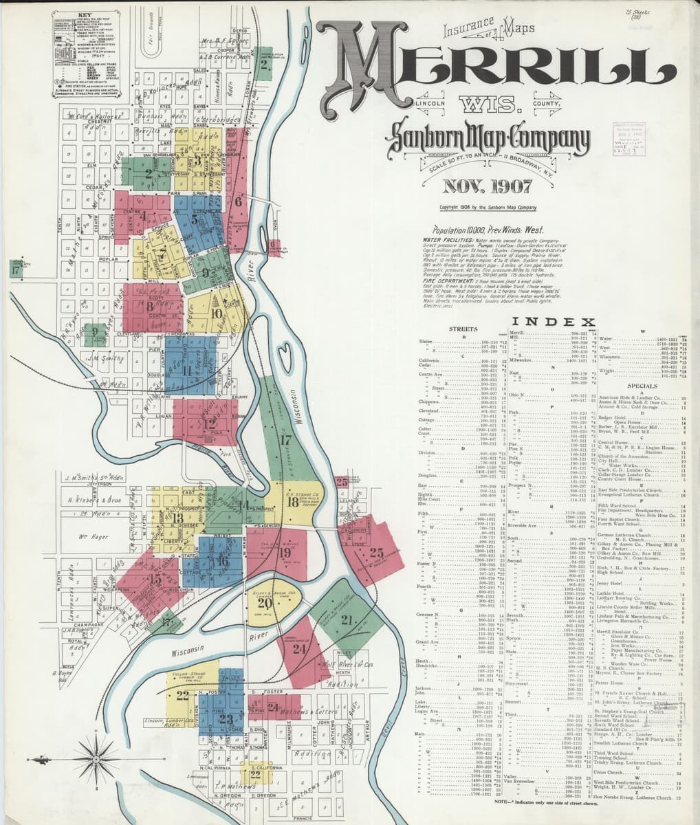 Merrill, Wisconsin - 1907 Sanborn Map