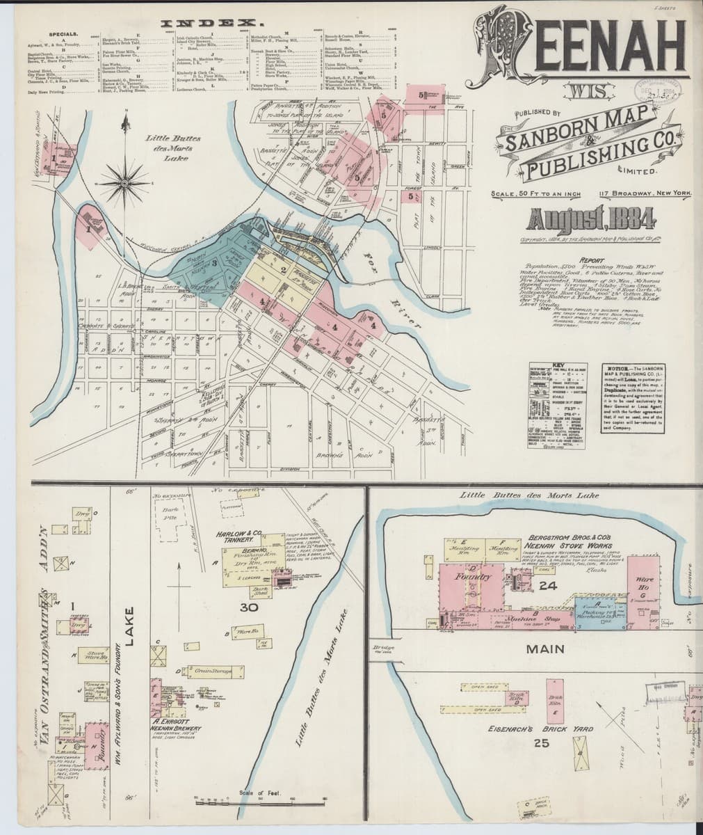 Neenah, Wisconsin - 1884 Sanborn Map