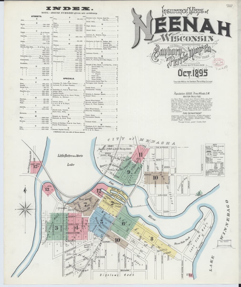 Neenah, Wisconsin - 1895 Sanborn Map