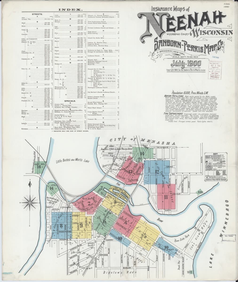 Neenah, Wisconsin - 1900 Sanborn Map
