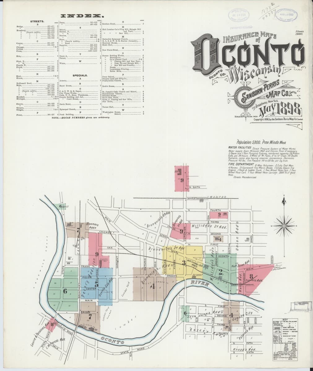 Oconto, Wisconsin - 1898 Sanborn Map
