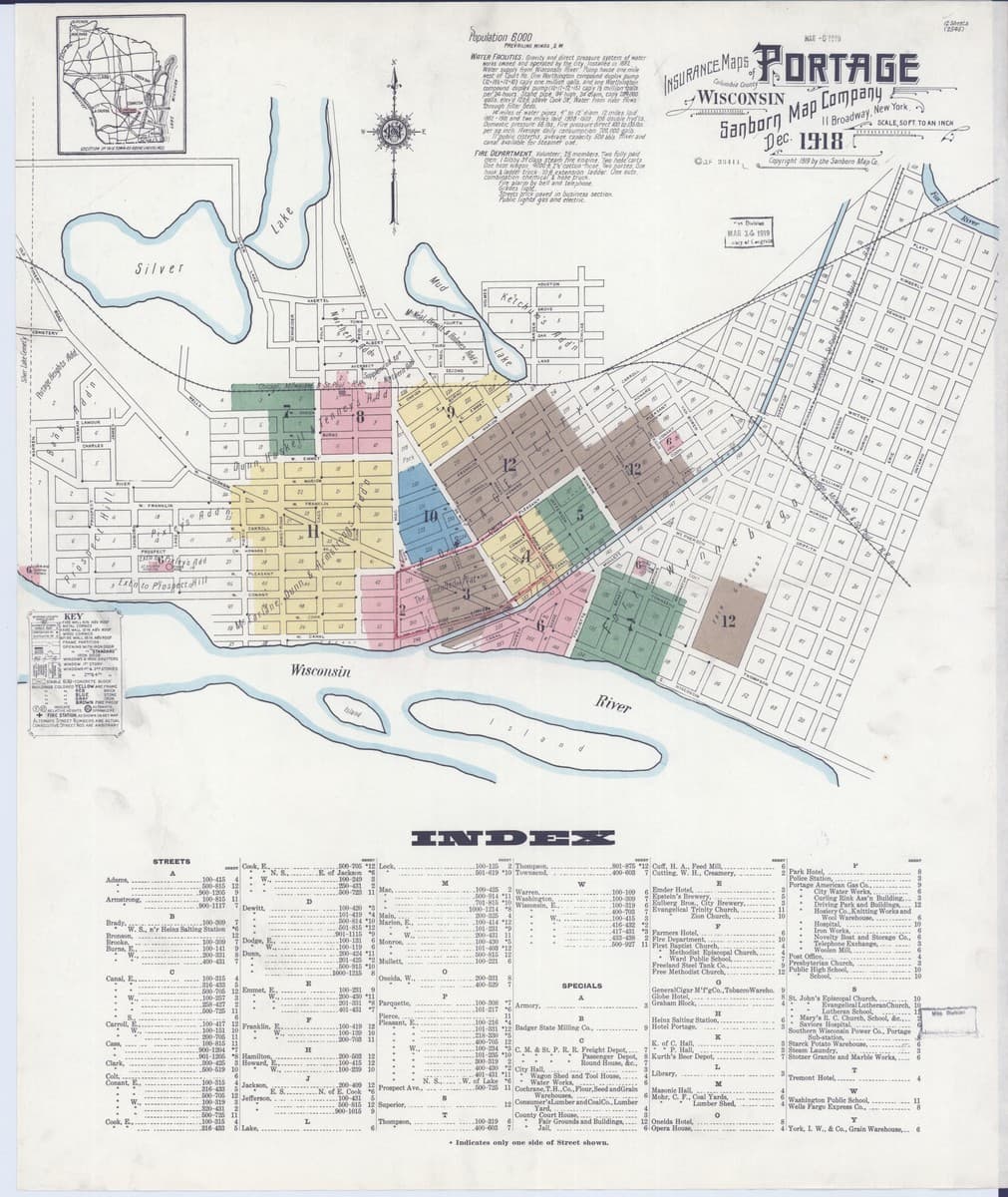 Portage, Wisconsin - 1918 Sanborn Map