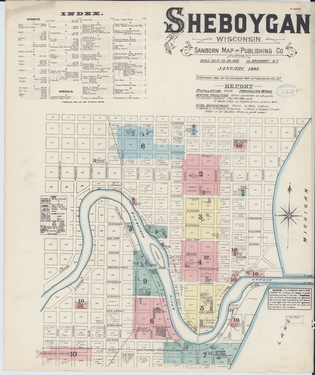 Sheboygan, Wisconsin - 1884 Sanborn Map