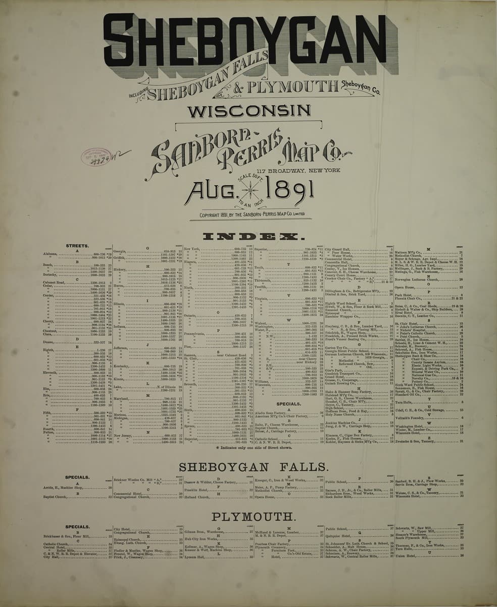 Sheboygan, Wisconsin - 1891 Sanborn Map
