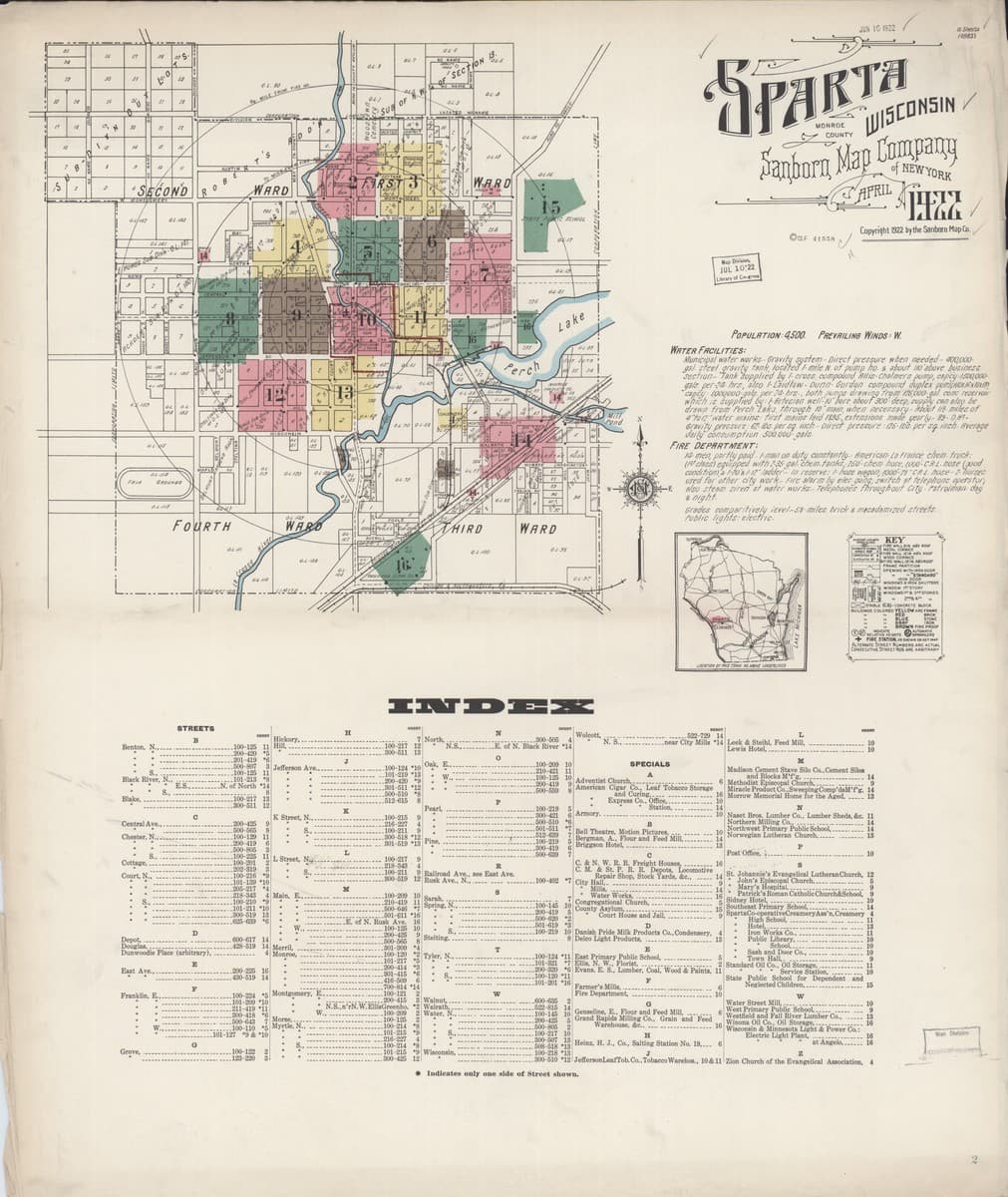 Sparta, Wisconsin - 1922 Sanborn Map