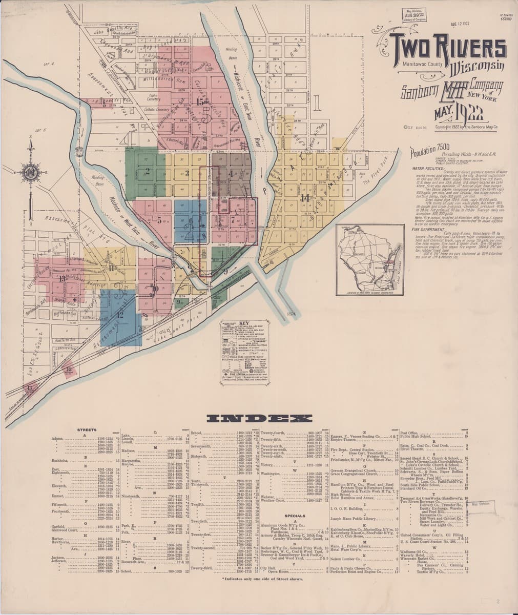 Two Rivers, Wisconsin - 1922 Sanborn Map