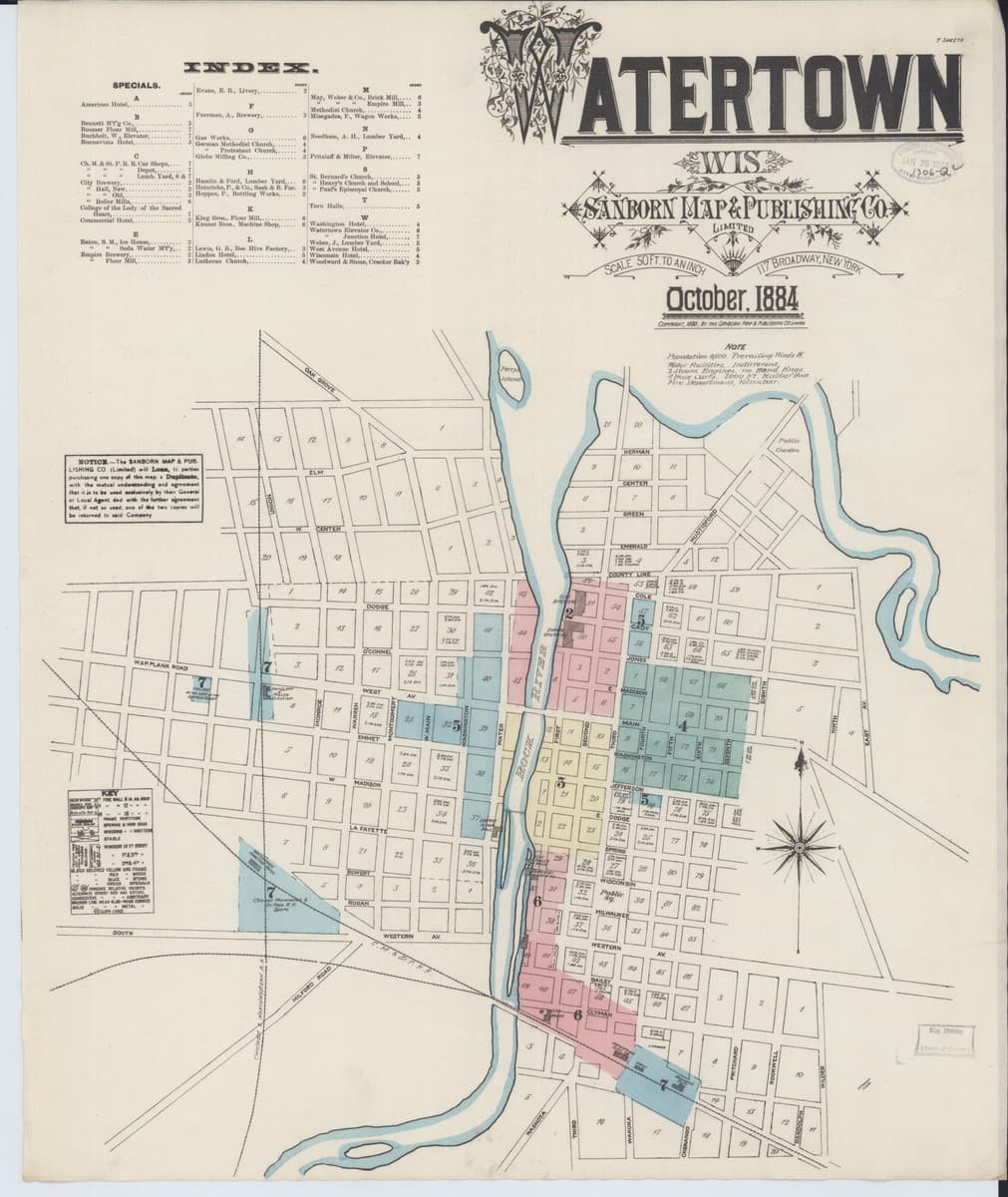 Watertown, Wisconsin - 1884 Sanborn Map
