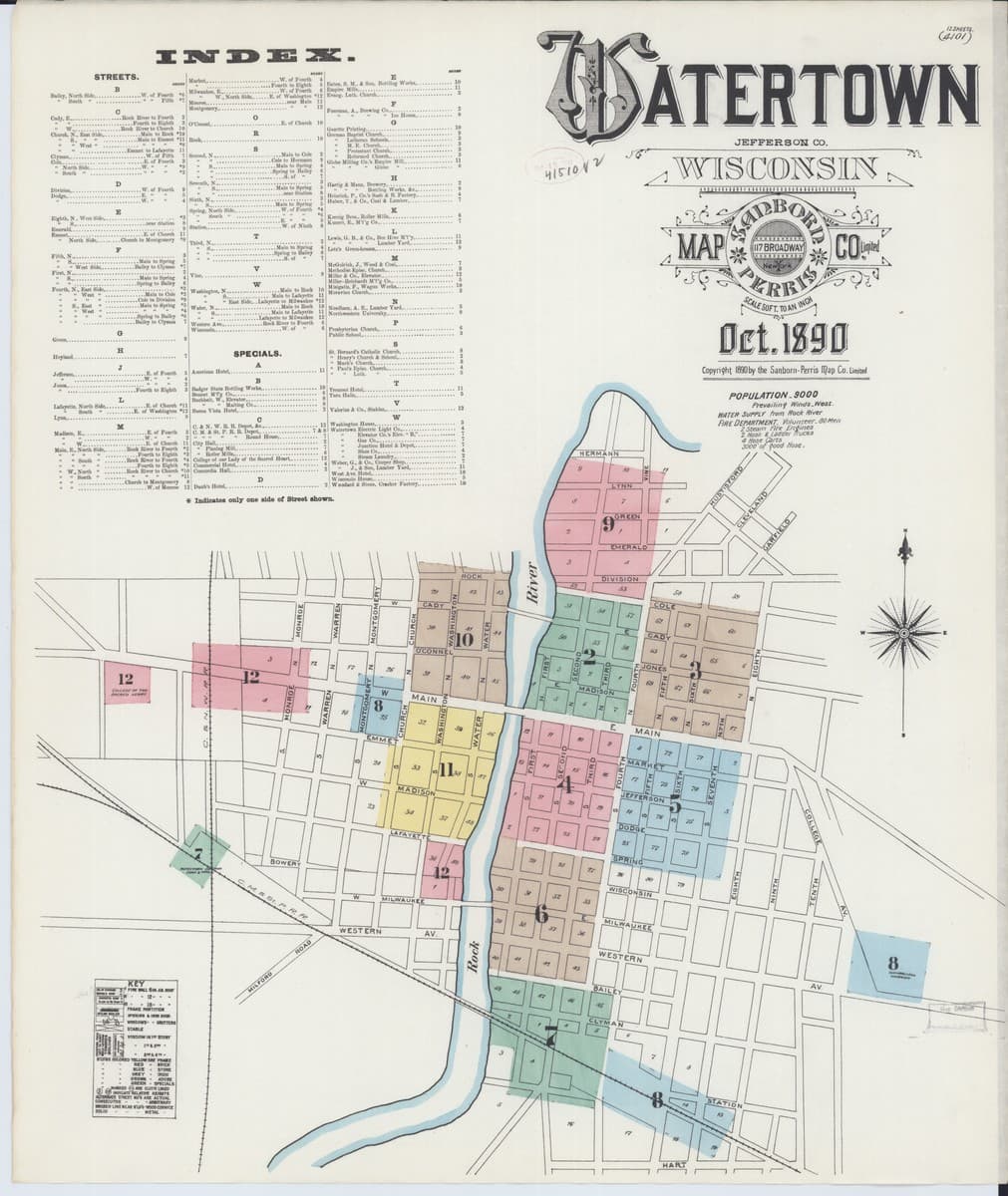 Watertown, Wisconsin - 1890 Sanborn Map