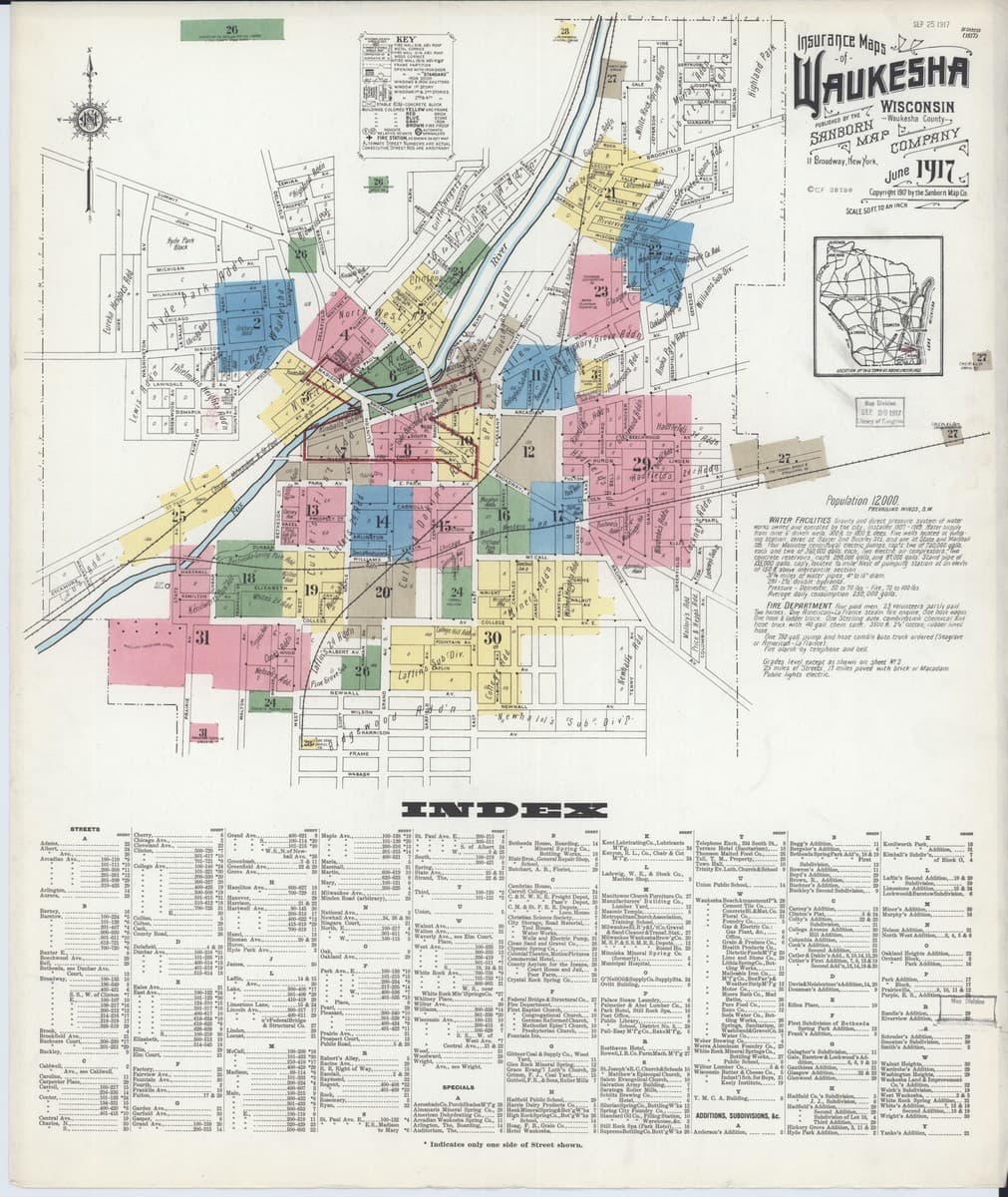 Waukesha, Wisconsin - 1917 Sanborn Map