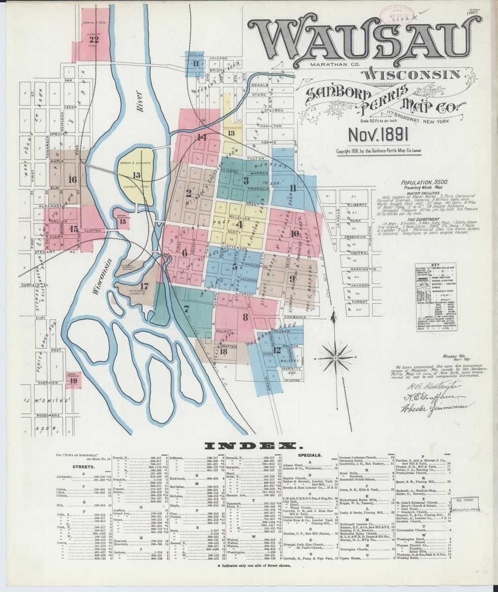 Wausau, Wisconsin - 1891 Sanborn Map