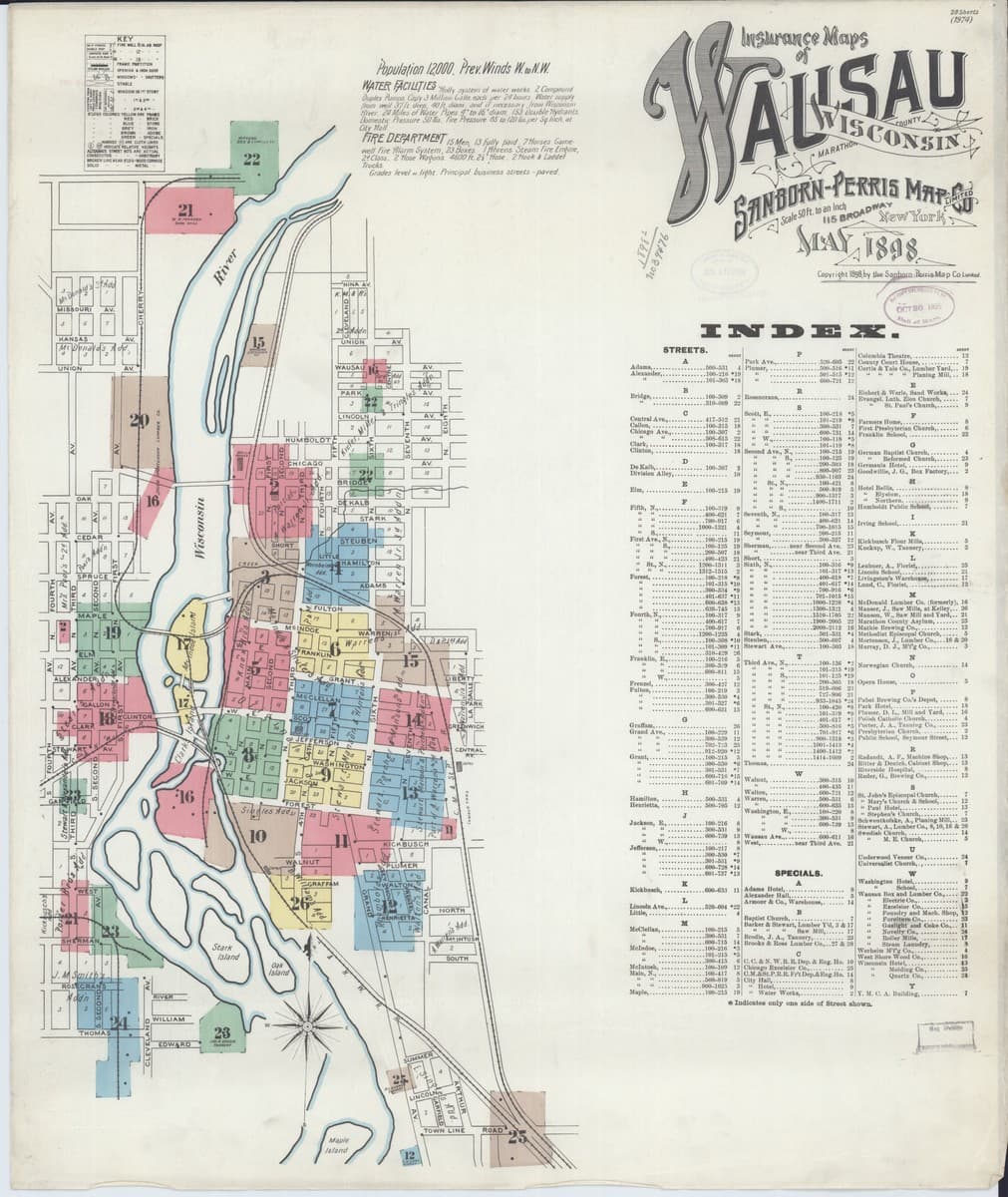Wausau, Wisconsin - 1898 Sanborn Map