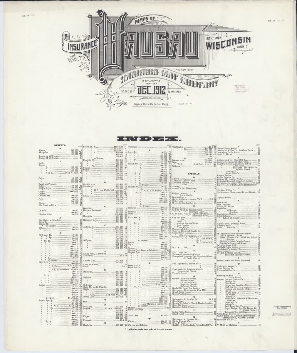 Wausau, Wisconsin - 1912 Sanborn Map
