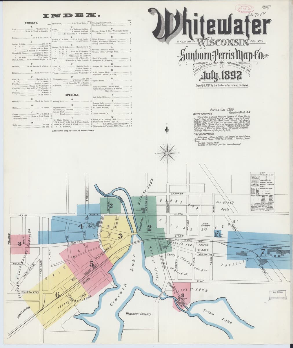 Whitewater, Wisconsin - 1892 Sanborn Map
