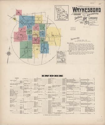 Sanborn Fire Insurance Map: Waynesboro, Georgia (1921)
